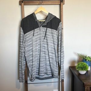 Men’s long sleeve hooded shirt, grey, size large
